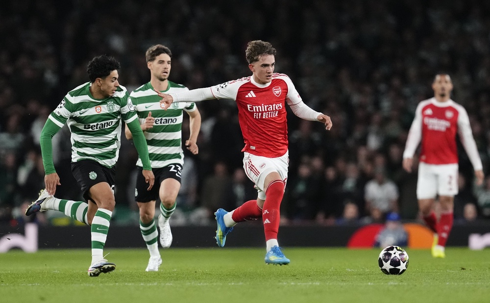 Max Dowman (right) provided a late spark for Arsenal (Nick Potts/PA) (PA Wire)