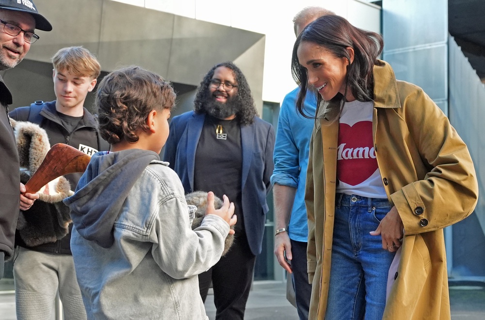The Duke and Duchess of Sussex meet representatives from the Koorie Heritage Trust before taking part in the Scar Tree Walk in Melbourne (Jonathan Brady/PA) (PA Wire)