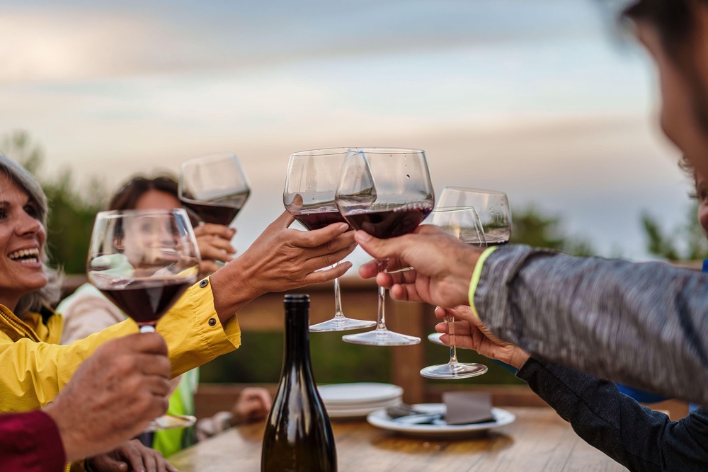 Bad news: experts suggest that red wine can exacerbate hay fever symptoms, so it might be best to avoid having a glass while enjoying the sun (Alamy/PA)