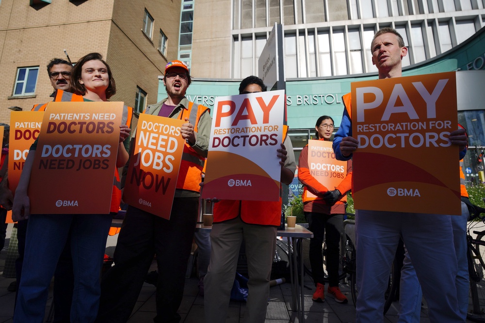 Resident doctors on the picket line earlier this month (Ben Birchall/PA) (PA Wire)