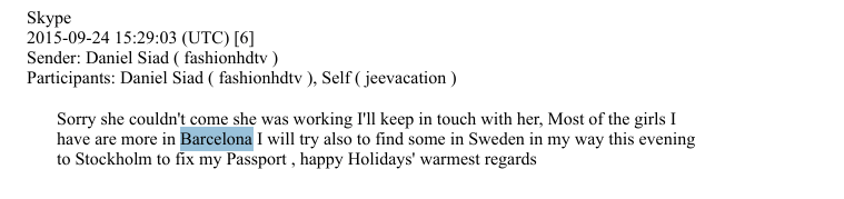 An email sent by Siad to Epstein in the latest tranche of the Epstein files (DOJ)