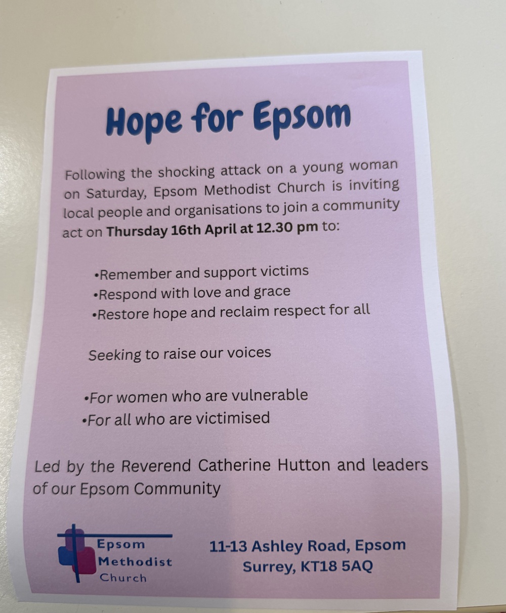Notice of a meeting taking place on Thursday at Epsom Methodist Church (Blaise Cloran/PA) (PA Wire)
