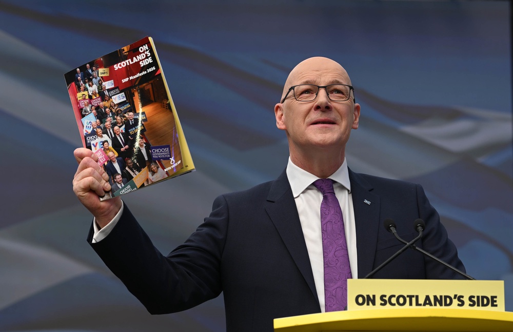SNP leader John Swinney has set out his party’s policy pledges ahead of the election on May 7 (Euan Cherry/PA) (PA Wire)