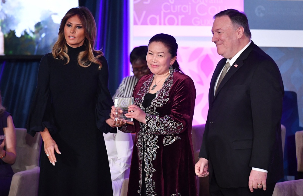 Ms Sauytbay won the International Women of Courage award in 2020 (AFP/Getty)