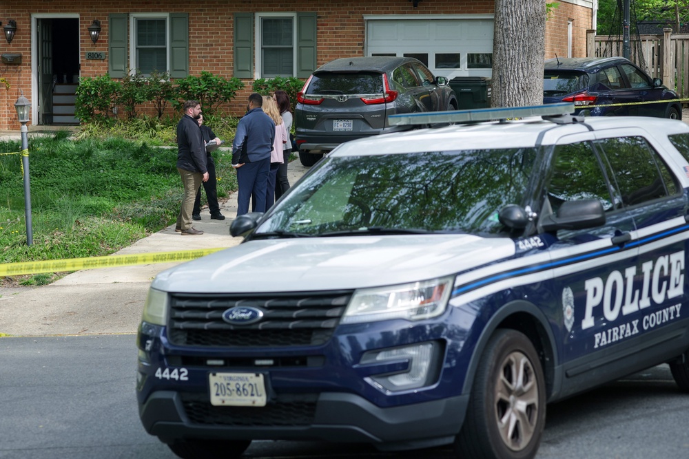 The couple’s two teenage children were at the family’s Annandale, Virginia, home (pictured) at the time of the shootings and their son called 911, police said (Getty)