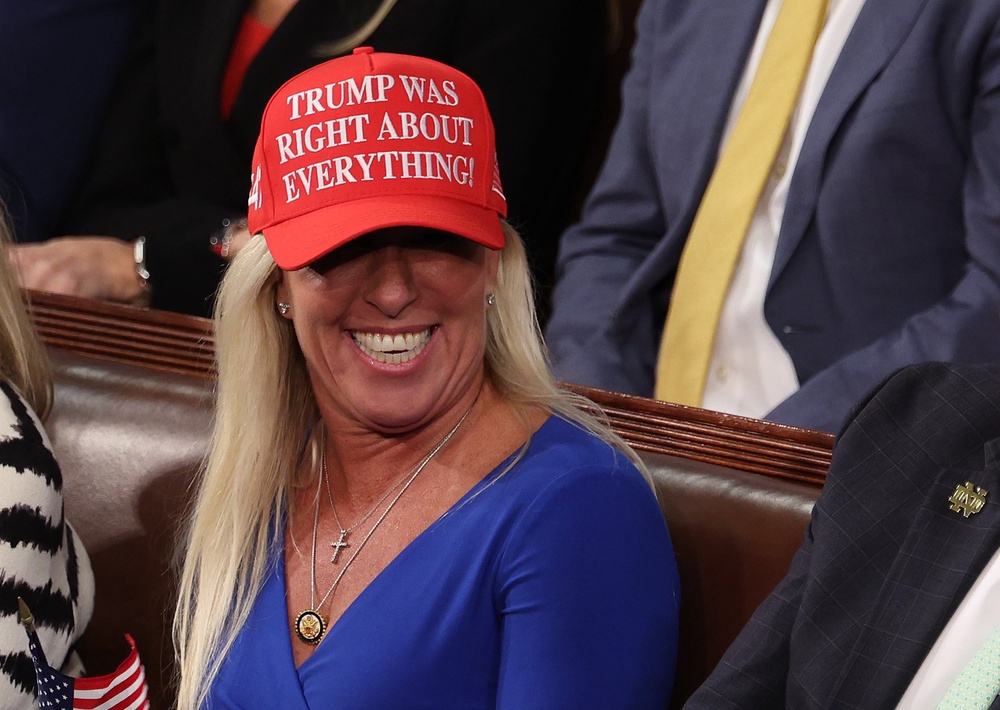 Greene was a fervent supporter of the president before a public feud last fall, which culminated in the Georgia Republican’s resignation from Congress (Getty Images)