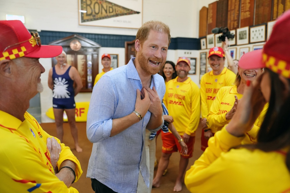 The Duke of Sussex meets volunteer first responders from Bondi Surf Bathers’ Life Saving Club (Jonathan Brady/PA) (PA Wire)
