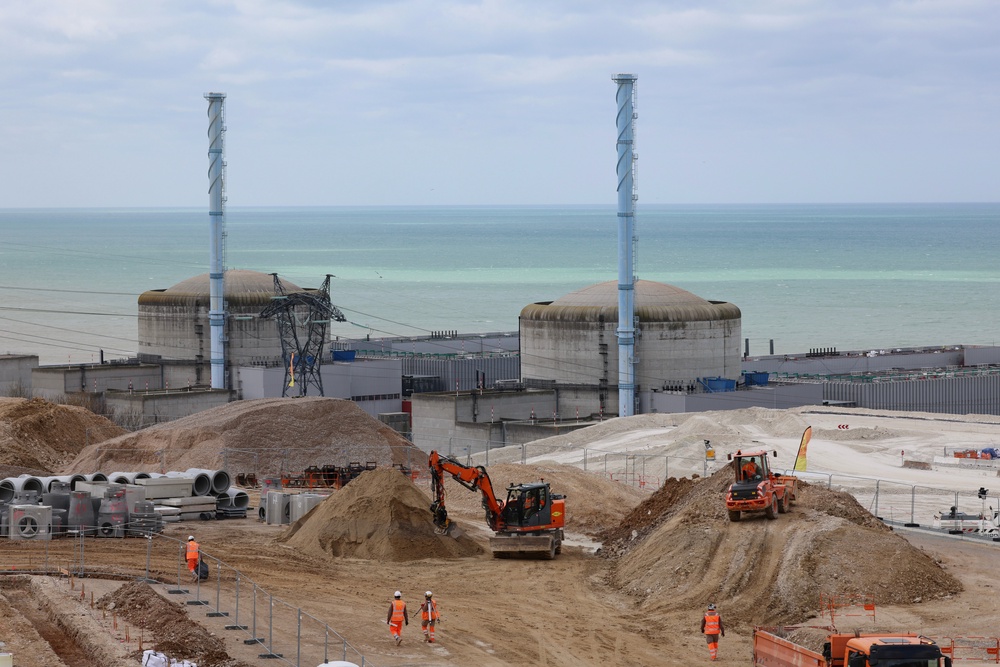 Construction work takes place at the EPR2, the site of the new reactors currently being built at the Penly nuclear power plant, in Petit-Caux, France (AFP or Licensors)