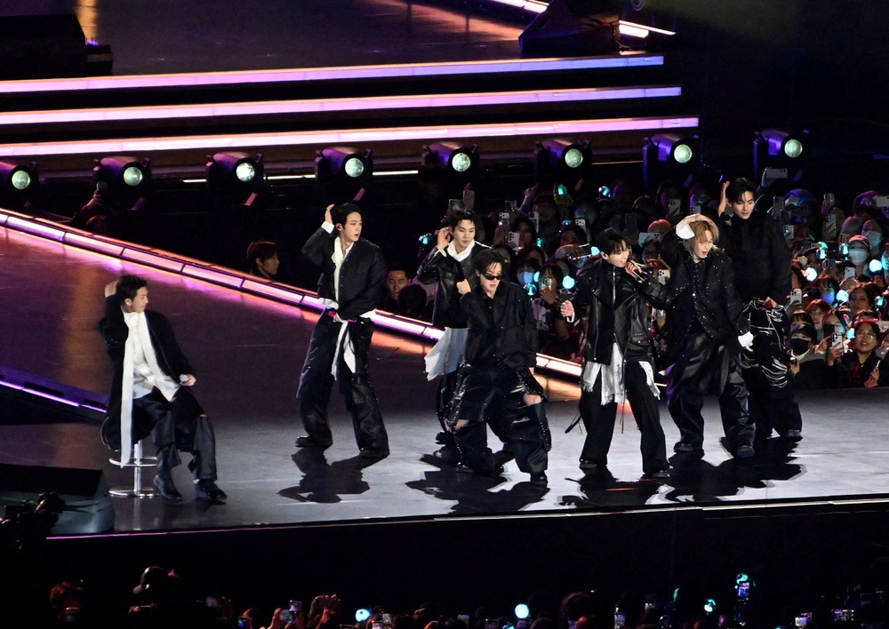 BTS staged a comeback concert in Seoul in March (Reuters)