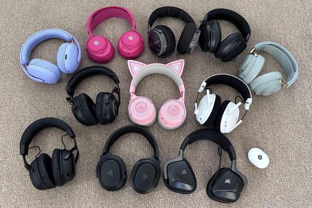 I tested a range of headsets, from earbuds to one with two mics (Jennifer Allen/The Independent)