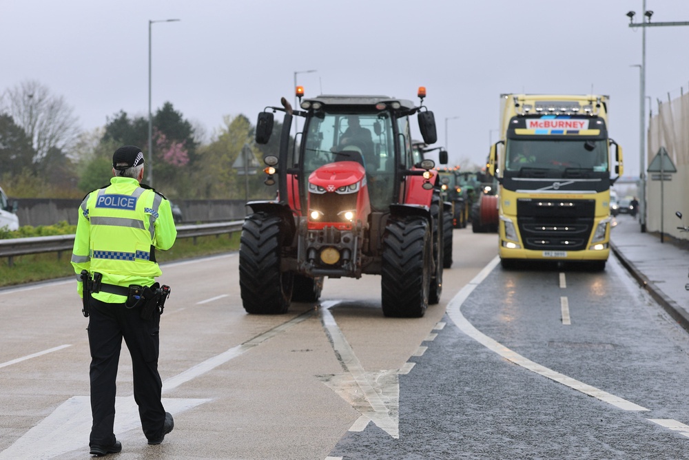 Vehicles on Sydenham by-pass in Belfast, as the National Fuel Protest against rising fuel prices continues on Tuesday (Liam McBurney/PA) (PA Wire)