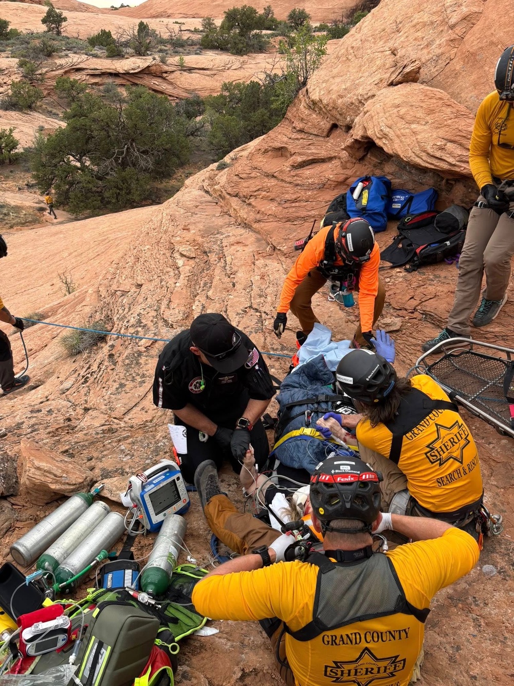 The hiker suffered severe injuries, including open fractures and possible internal trauma (Grand County Sheriff's Search and Rescue)