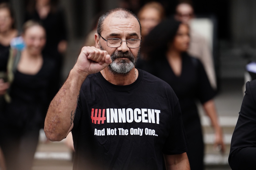 Andrew Malkinson, who served 17 years in prison for a rape he did not commit, outside the Royal Courts of Justice in London, after being cleared by the Court of Appeal (Jordan Pettitt/PA) (PA Archive)