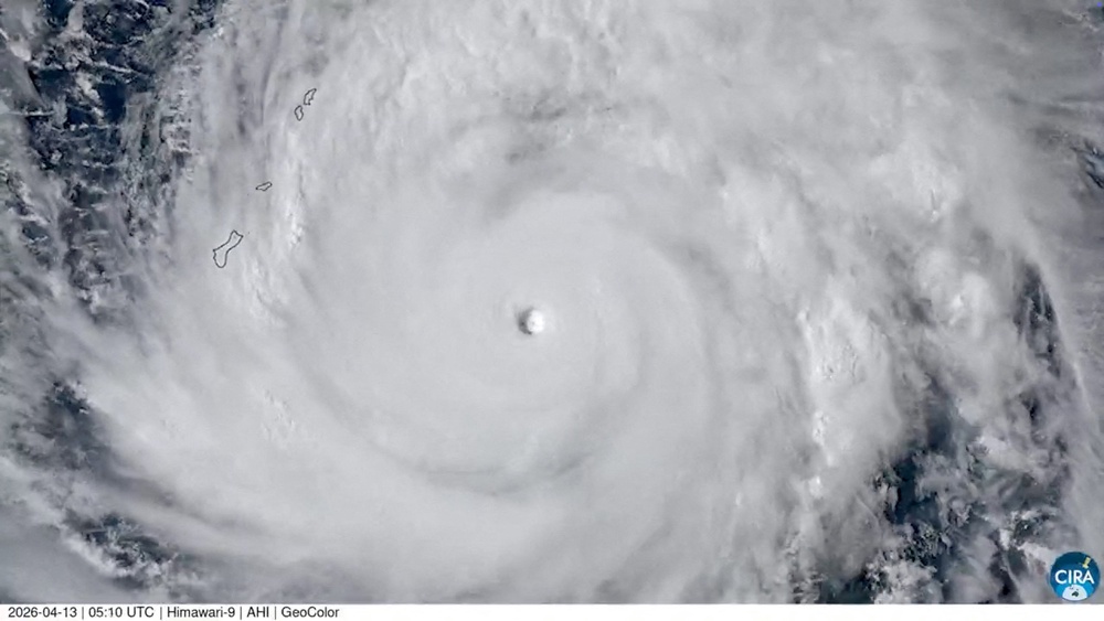 A satellite image of Super Typhoon Sinlaku approaching the Mariana Islands and Guam (Reuters)
