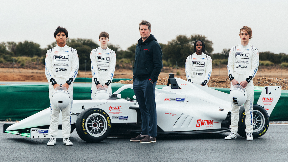 The brainchild of ex-Ferrari F1 engineer Rob Smedley (centre), FAT Karting League is looking to shake-up motorsport's money problem (FAT Karting League)