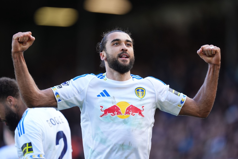 Dominic Calvert-Lewin celebrates scoring a penalty to wrap up a 3-0 win for Leeds over Wolves (PA Wire)