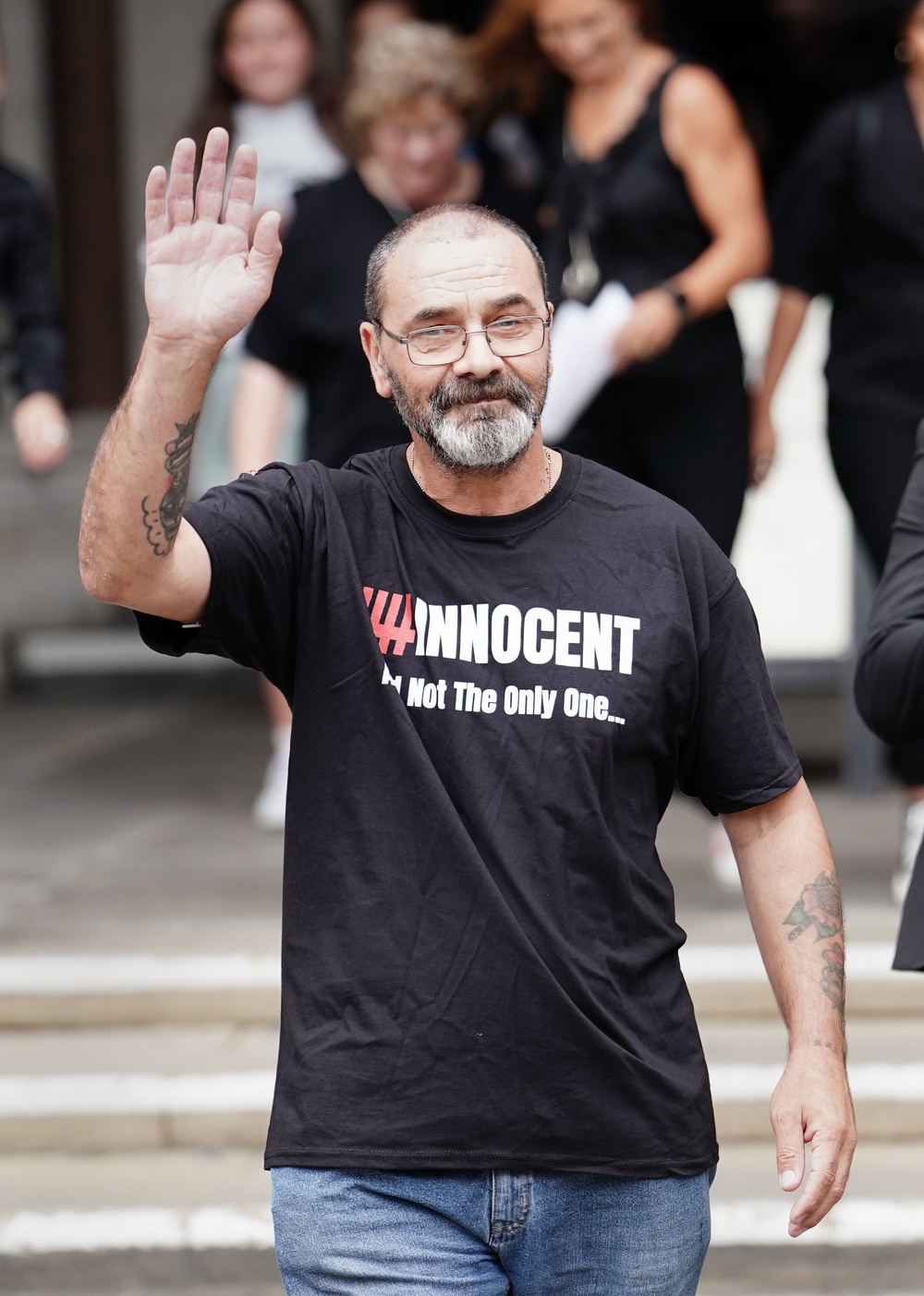 Mr Malkinson outside the Royal Courts of Justice after being cleared by the Court of Appeal in 2023 (Jordan Pettitt/PA) (PA Archive)