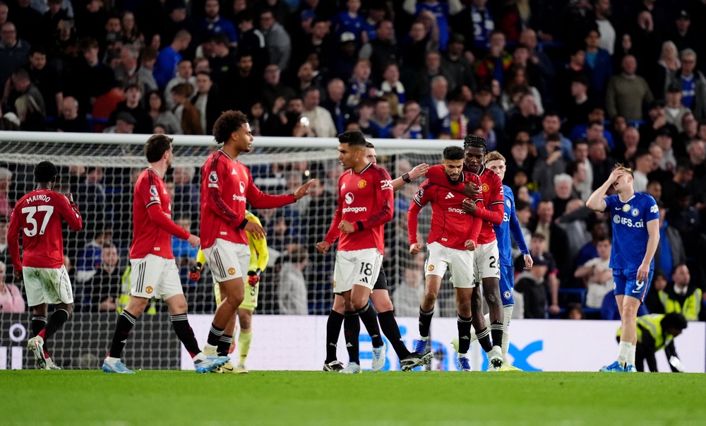 United's win means they are now 10 points above sixth-placed Chelsea with five games to go (PA)