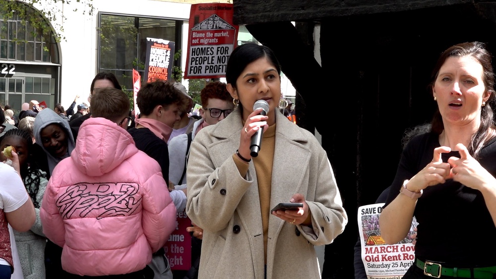 Ms Sultana spoke during a National Housing Demo in central London (Zhanna Manukyan/PA) (PA Wire)