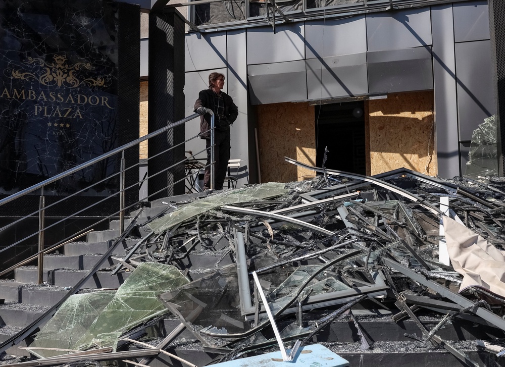 Aftermath of a Russian missile and drone strike in Kyiv (Reuters)