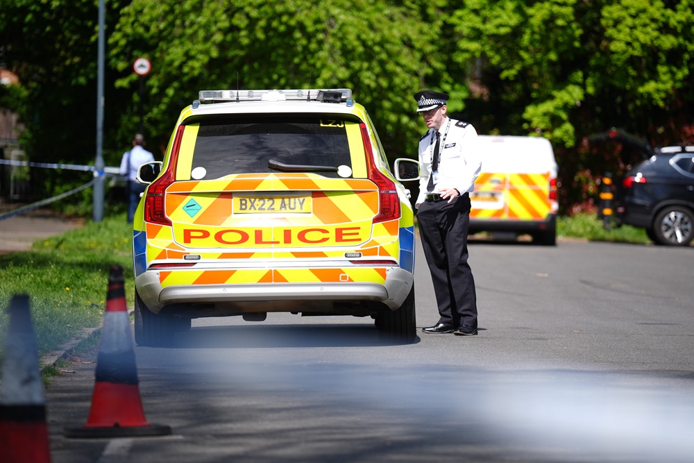 Police outside the Kenton United Synagogue (James Manning/PA) (PA Wire)