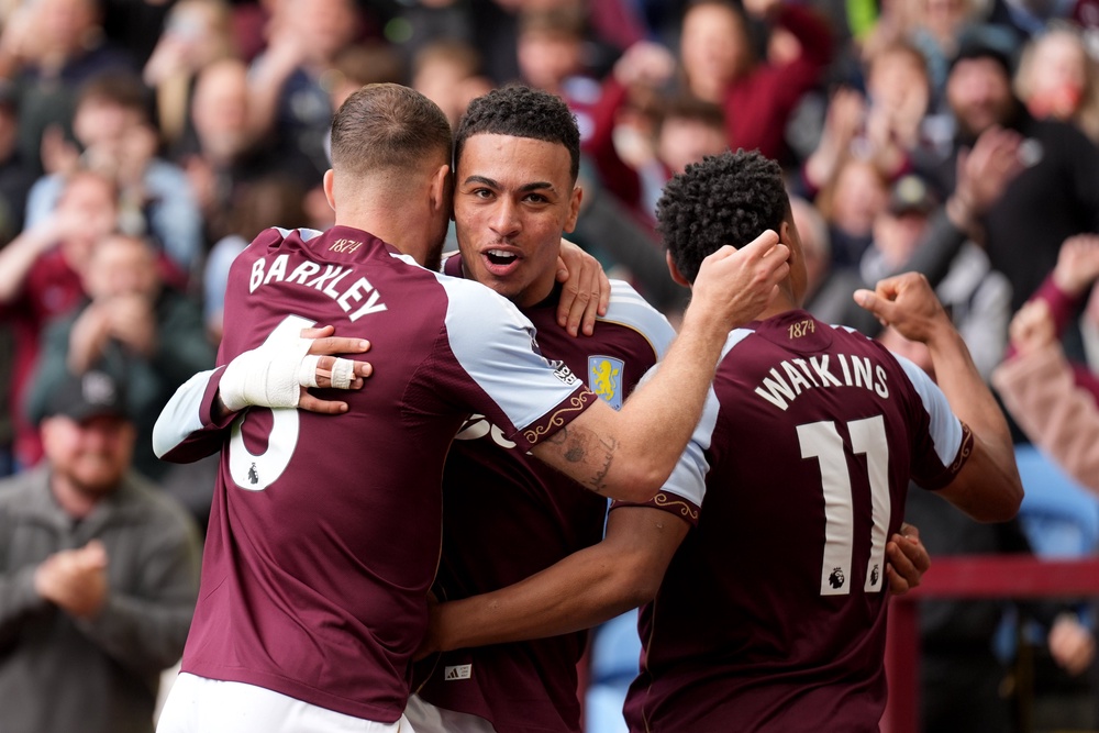 Morgan Rogers celebrates Aston Villa’s third goal (Joe Giddens/PA) (PA Wire)