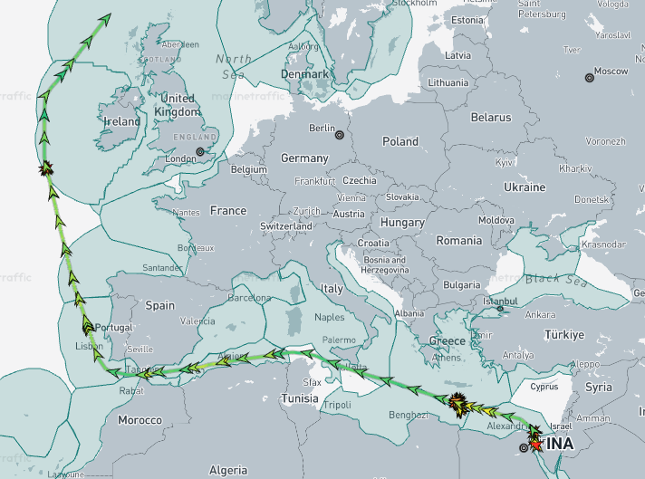 The INA left Port Said earlier this month (MarineTraffic)