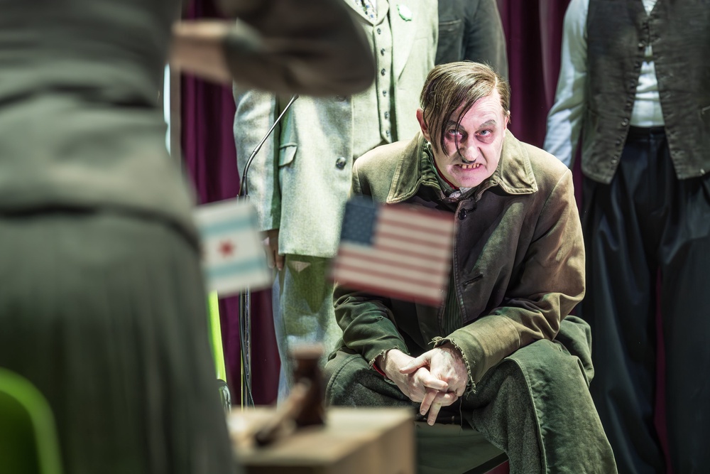 Gatiss as the Hitler-esque tyrant in 'The Resistible Rise of Arturo Ui' (Marc Brenner)