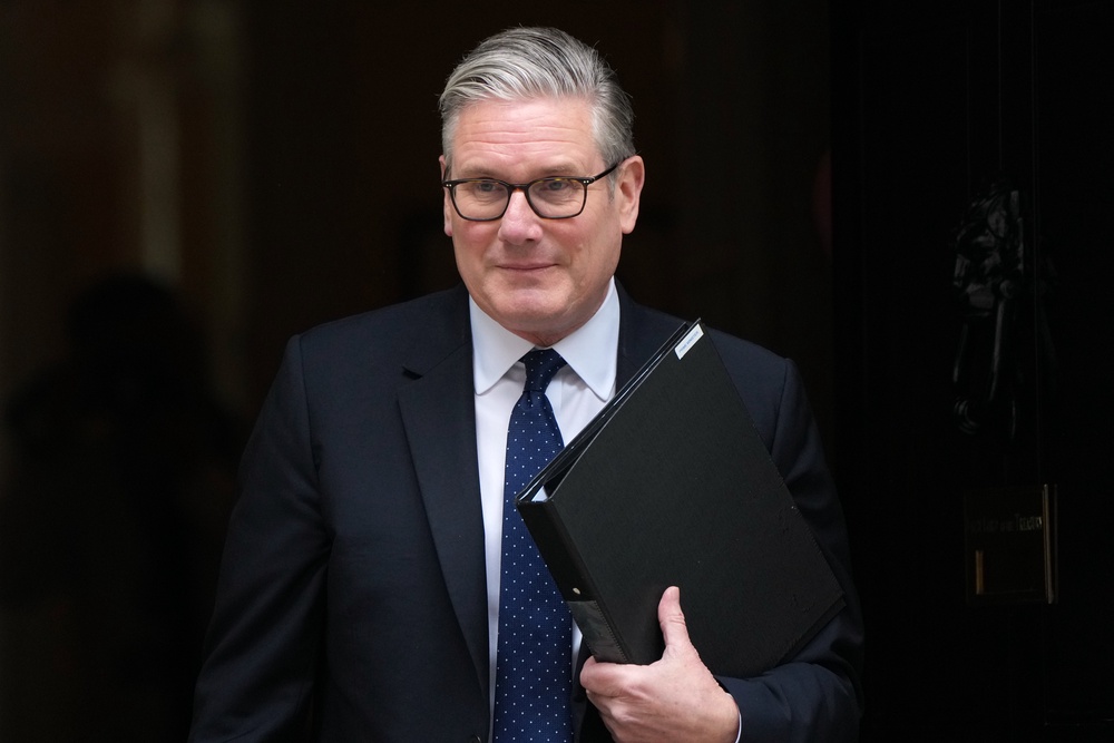 Prime minister Keir Starmer leaves 10 Downing Street in London (AP)
