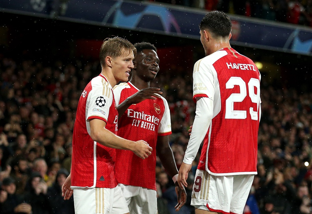 Bukayo Saka, Kai Havertz and Odegaard haven’t played together since December 2024 (PA)