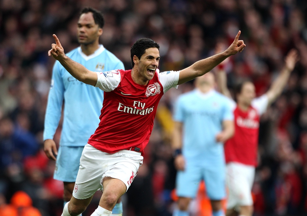 Arteta scored the only goal as Arsenal beat Man City 1-0 in April 2012 - but City hit back to win the Premier League title on the final day (PA)