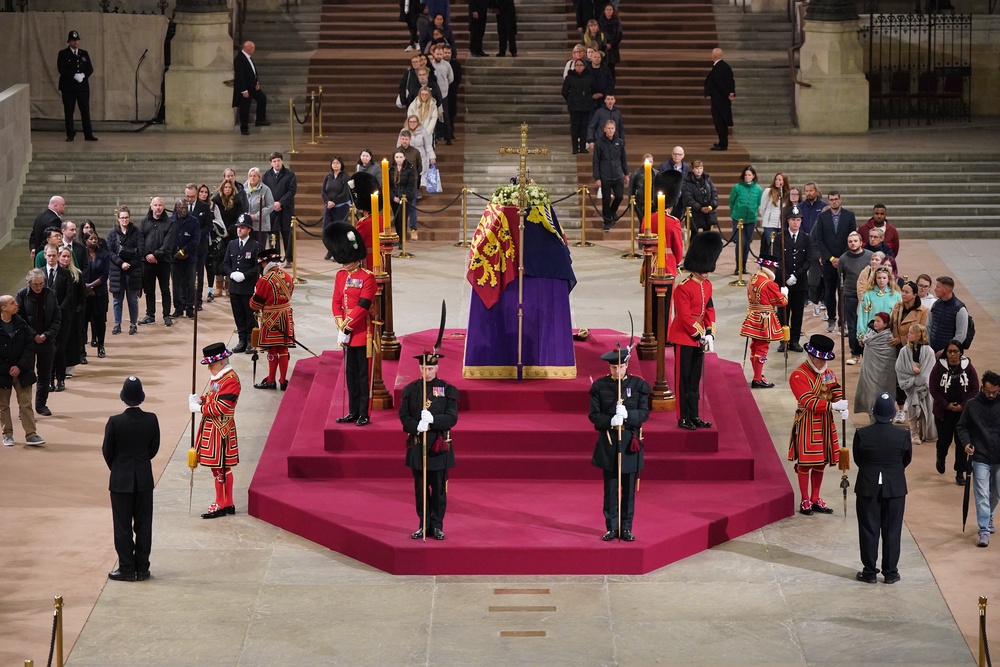 Crowds filing past as the Queen’s coffin lies in state in Westminster Hall (PA)