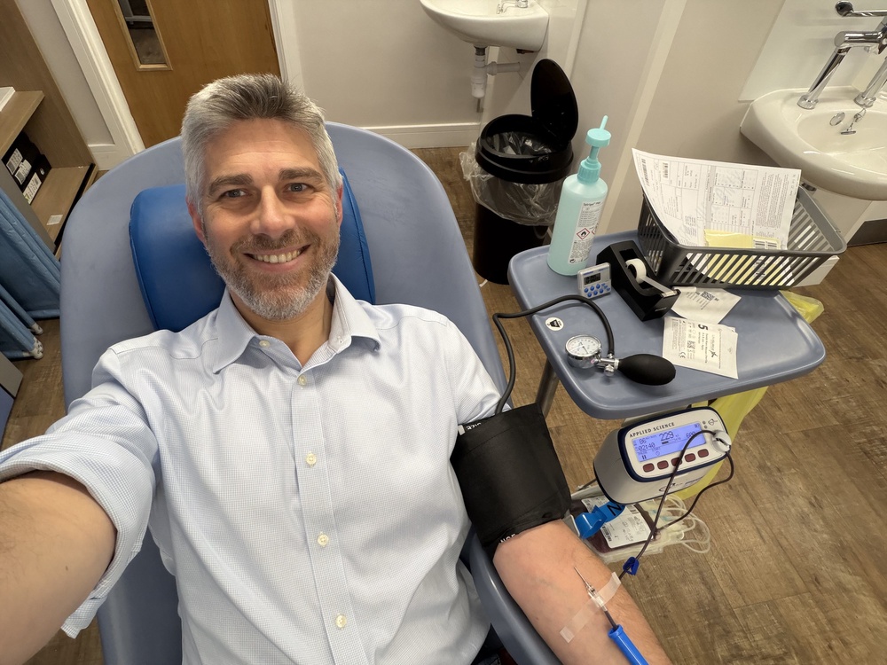Paul Bickley donating his blood (NHSBT/PA) (PA Media)