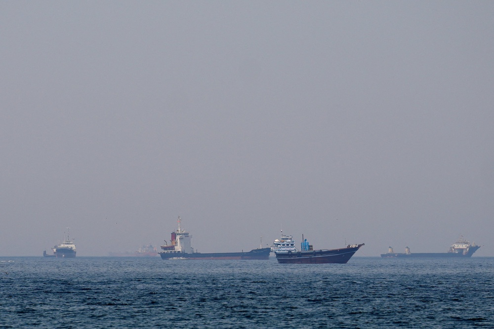 Ships and boats in the Strait of Hormuz off the coast of Musandam, Oman, April 20, 2026. (Reuters)