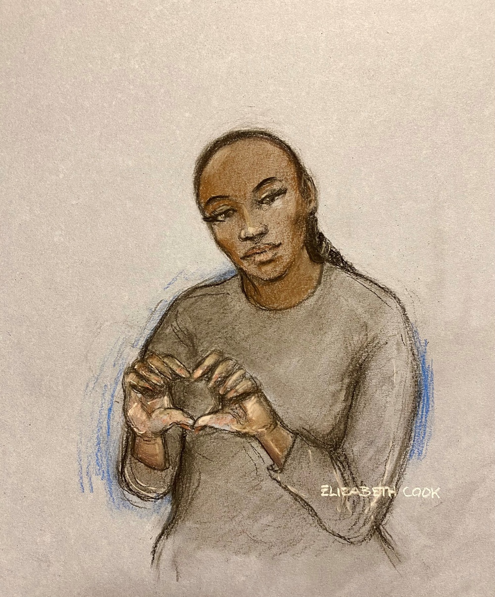 Court artist drawing by Elizabeth Cook of Gabrielle Carrington appearing at Westminster Magistrates’ Court in London on Tuesday (PA)