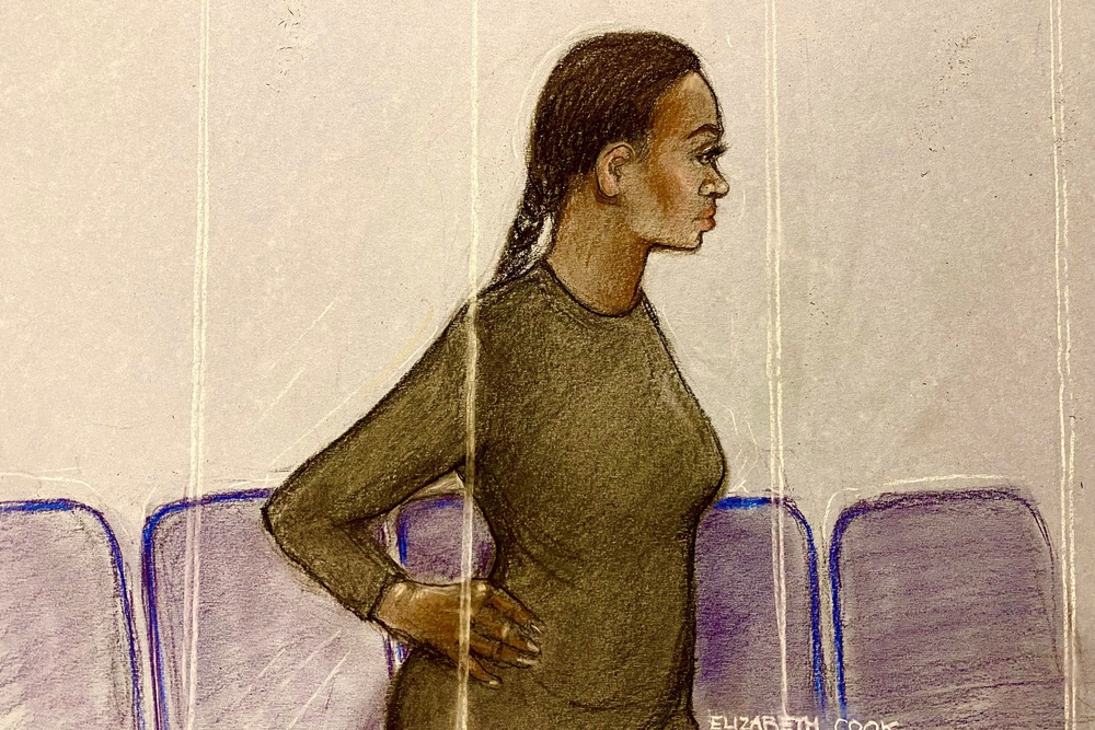 Artist’s drawing of Gabrielle Carrington appearing at Westminster Magistrates’ Court (PA)