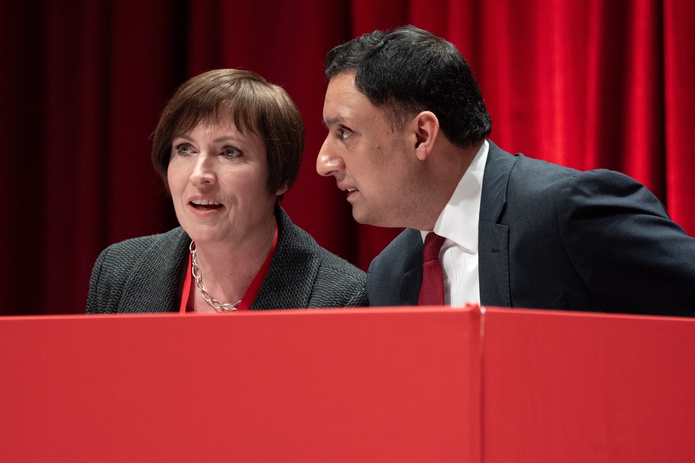 Scottish Labour leader Anas Sarwar with STUC general secretary Roz Foyer at the conference on Monday (PA) (PA Wire)