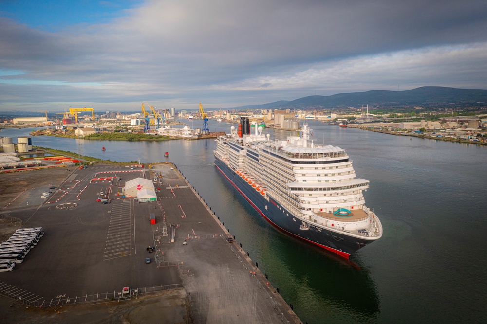 Cunard’s Queen Anne is one of the ships that will gather in Liverpool (Belfast Harbour/PA) (PA Media)