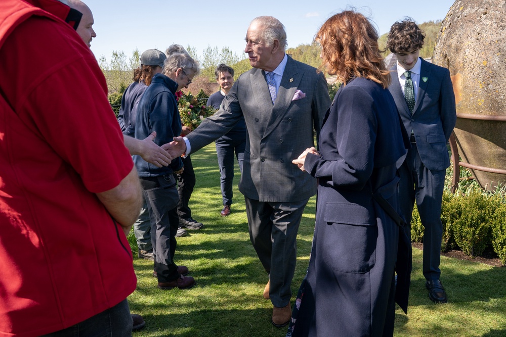 Staff from The King’s Foundation met with Charles in the Queen Elizabeth II Walled Garden at the Dumfries House estate (Jane Barlow/PA) (PA Wire)