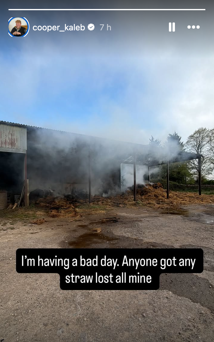 Cooper shared the damage to his barn on Instagram (Kaleb Cooper/Instagram)