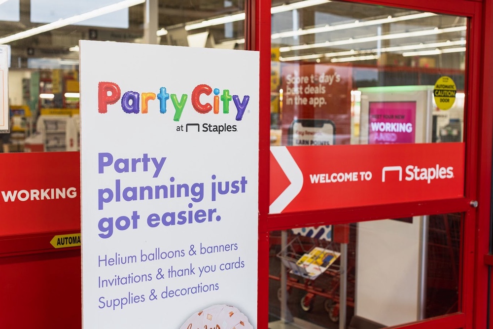Party City items will also be available on Staples' website (Staples)