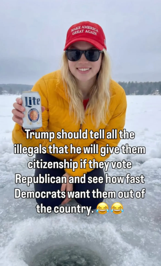 The Facebook account created for Emily Hart shared pro-MAGA messages (Facebook)