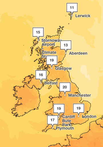 Warm weather is expected across the country on Saturday (Met Office)