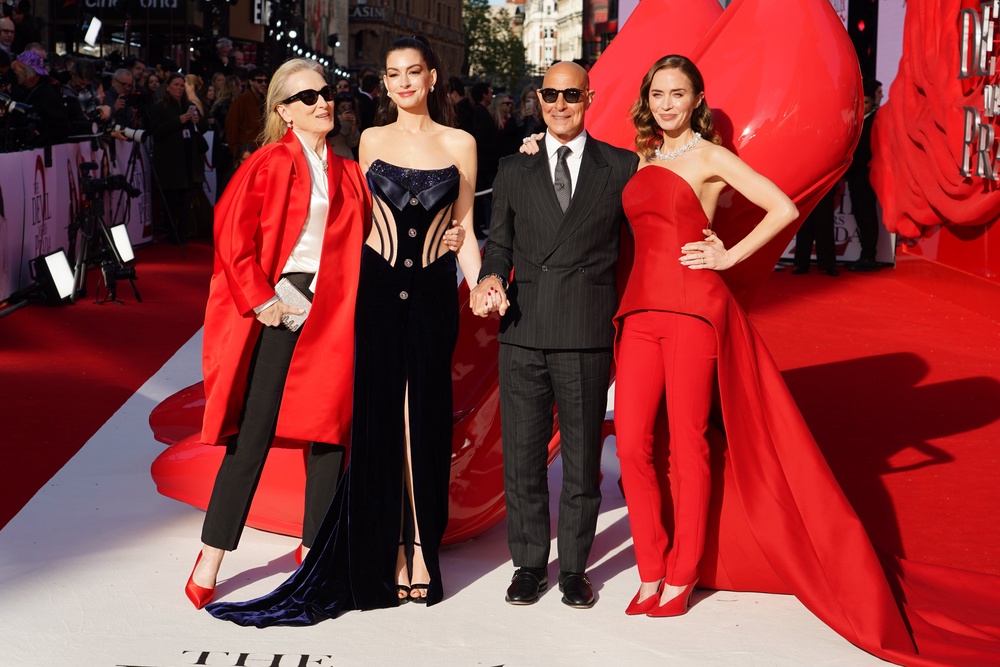 (left to right) Meryl Streep, Anne Hathaway, Stanley Tucci and Emily Blunt at the Devil Wears Prada 2 European premiere in central London (Ian West/PA)