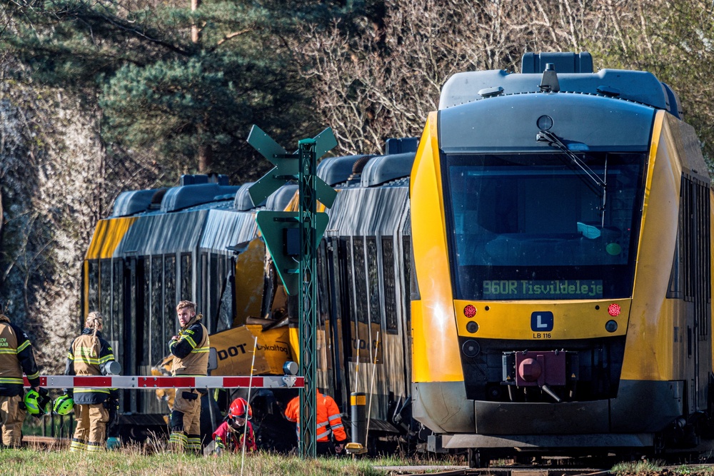 Two trains have collided between Hilleroed and Kagerup at Isteroedvejen, Thursday, April 23 (Reuters)