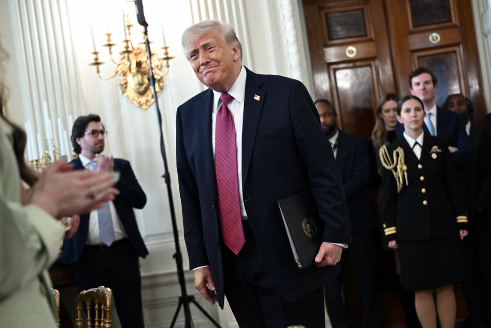 Donald Trump, pictured on Tuesday, has relented on strikes on Iran pending ceasefire talks (AFP/Getty)