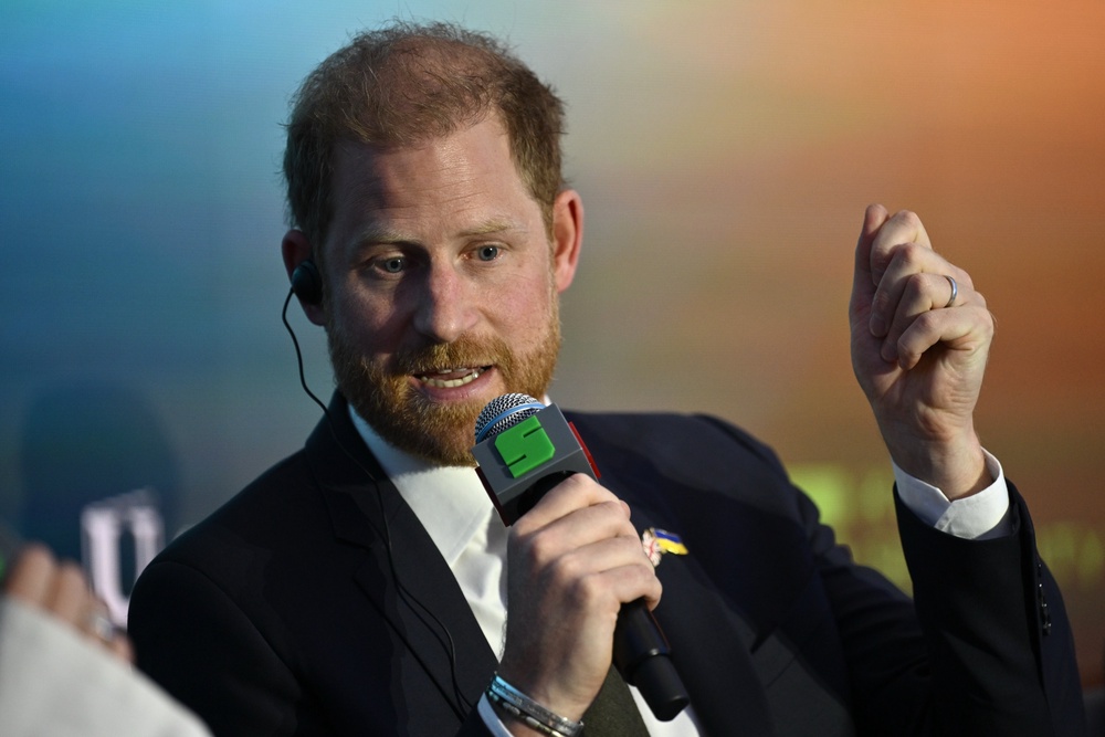 Britain's Prince Harry, Duke of Sussex, answers questions during the Kyiv Security Forum (AFP/Getty)