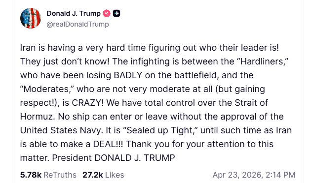  (Donald Trump / Truth Social)