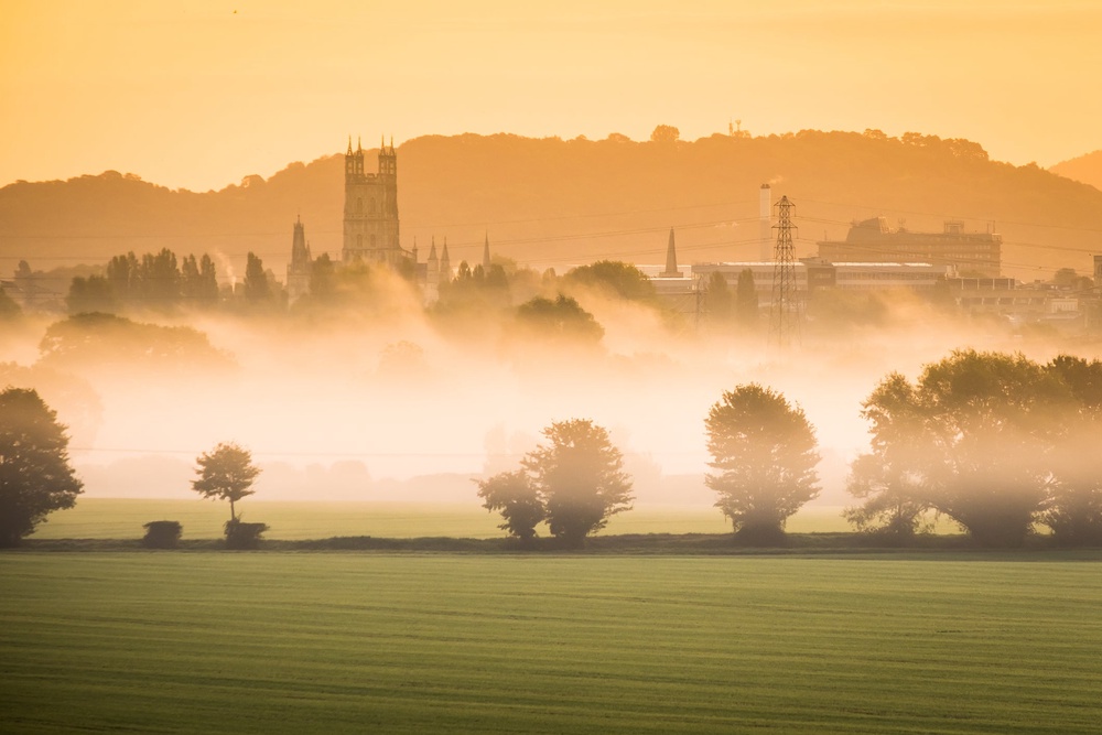 Gloucester Cathedral rises out of a morning mist. Similar conditions will abound this weekend, say forecasters (Getty Images)