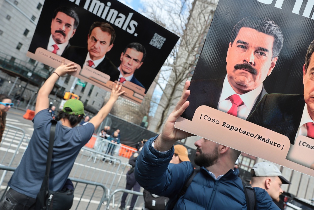 Maduro and his wife Cilia Flores are currently detained in New York while awaiting trial on cocaine-trafficking conspiracy charges in Manhattan federal court (Getty Images)